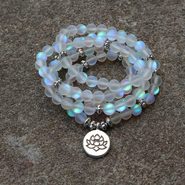 108 Moonlight Crystal White Matte Beads Mala Bracelet-Your Soul Place